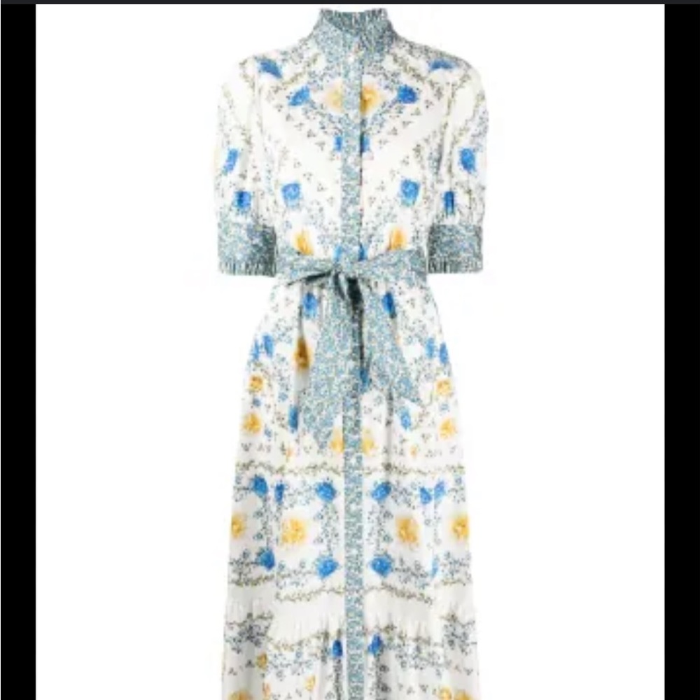 BORGO DE NOR Marni floral print dress peony placement blue NEW!